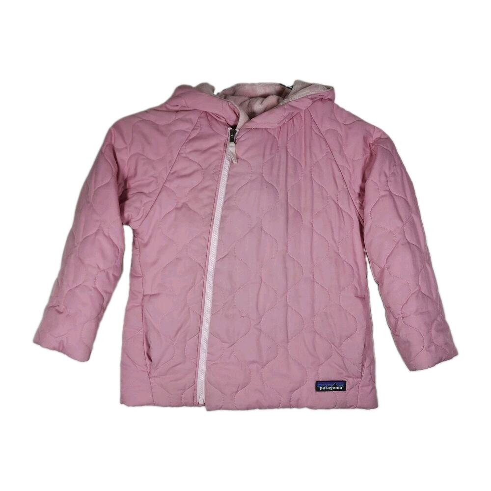 Patagonia Infant /toddler 5T Quilted Puff Pink Full Zip Hooded Puffer Jacket